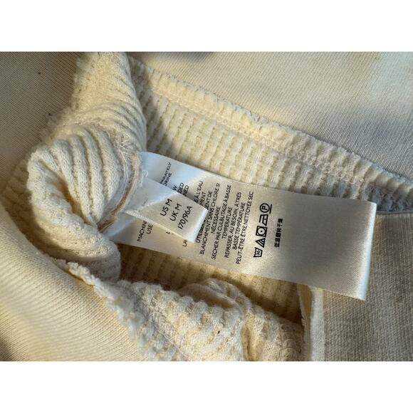 We the Free People Cream Ivory Thermal Top Oversized Waffle Knit Long Sleeve M - Picture 6 of 8